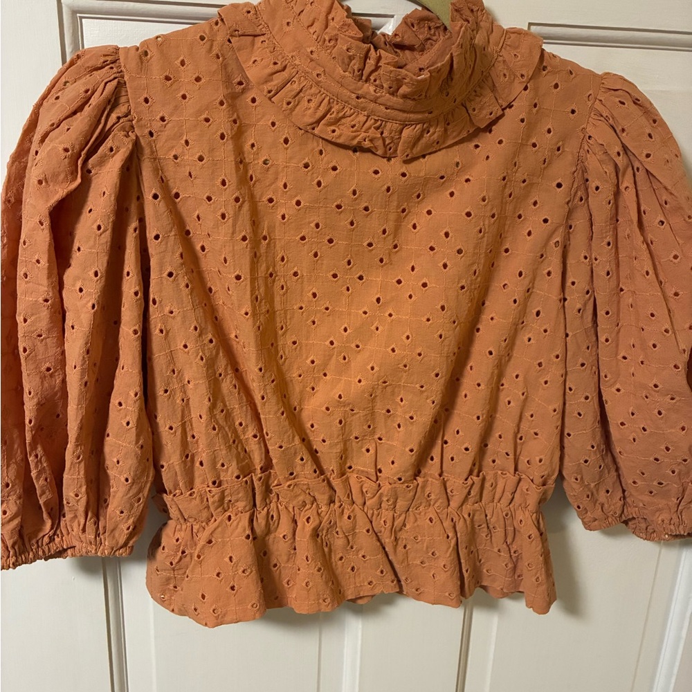 Olivaceous Terracotta Eyelet Blouse NWT